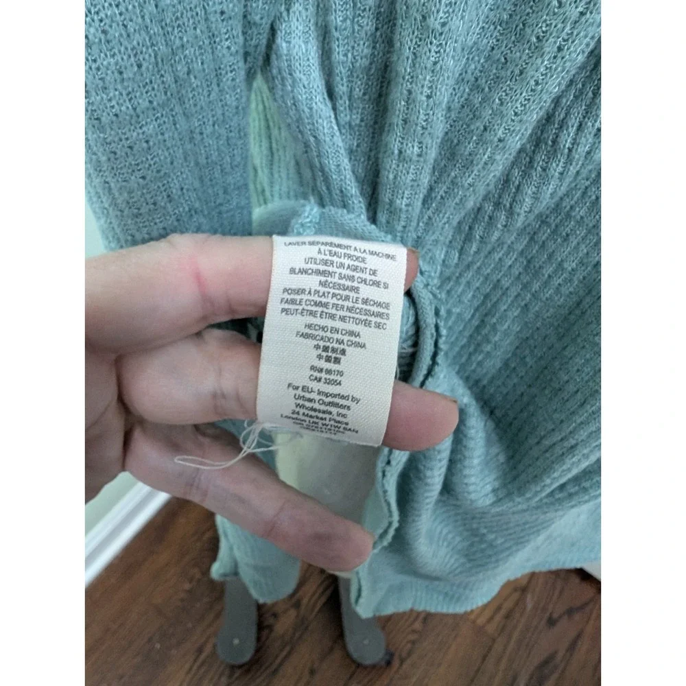 Free People We The Free‎ Pullover Henley Top Green Waffle Knit Long Sleeve Small